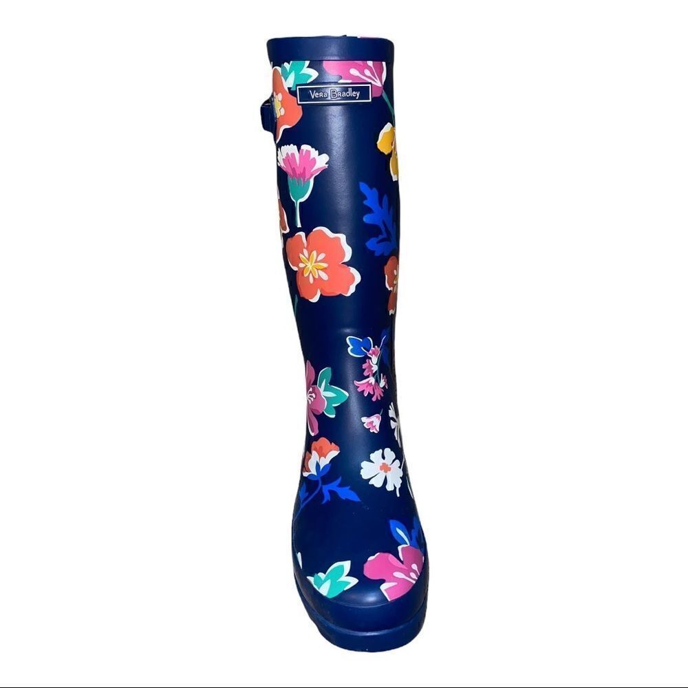 Vera Bradley Blue Multicolor Santiago Floral Rain Boots Women's Size 7 New - Picture 4 of 9